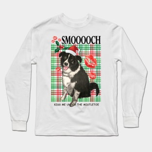 Kiss Me Under The Mistletoe Border Collie Long Sleeve T-Shirt